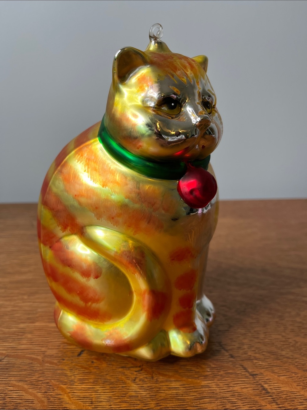 Vintage Department 56 Fat Cat Hand Blown Glass Christmas Ornament